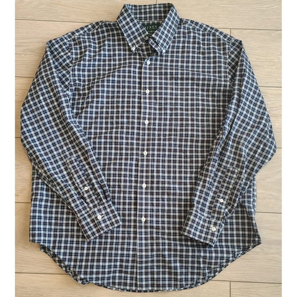 Lauren Ralph Lauren Mens Classic‎ Fit Non Iron Size XL Plaid Button Down Shirt